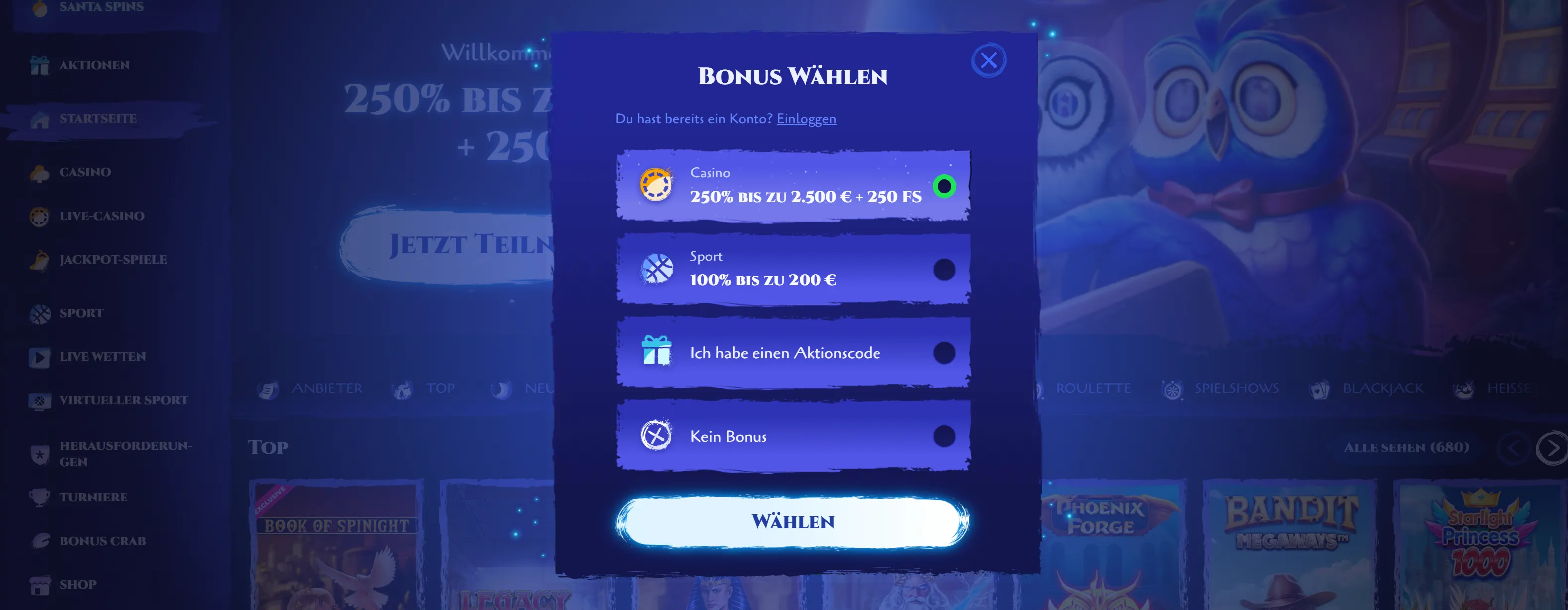 Spinight Casino account registration process